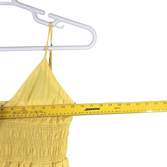 By The River NWT S Yellow Sleeveless Shirred Bodice Handkerchief Hem Maxi Dress - Picture 10 of 16